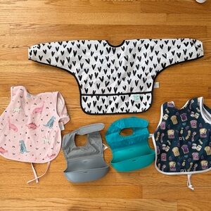Lot of 7 waterproof bibs - Oxo tot (3), BapronBaby (3), Bumkins (1)